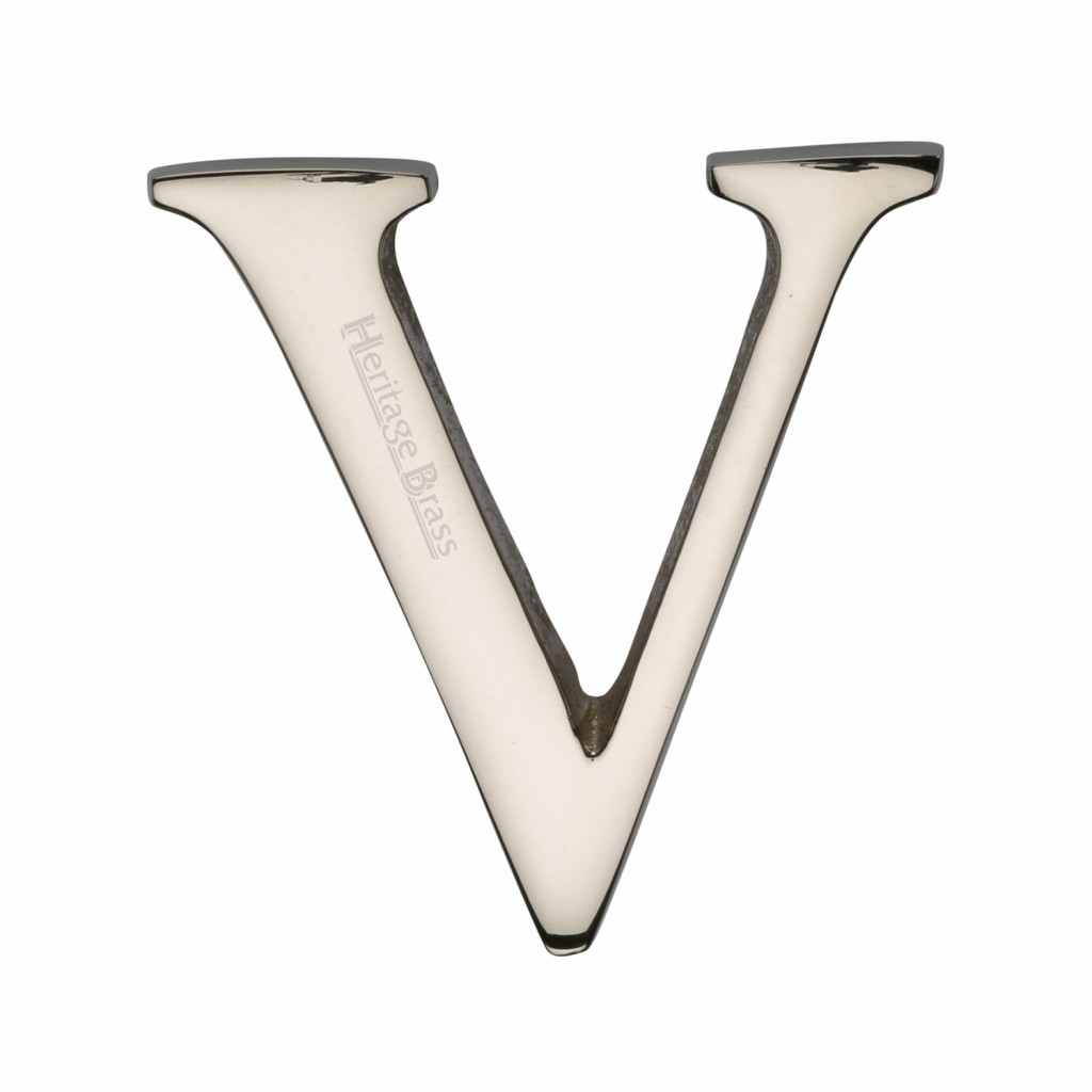 Heritage Brass Letter V  - Pin Fix 51mm